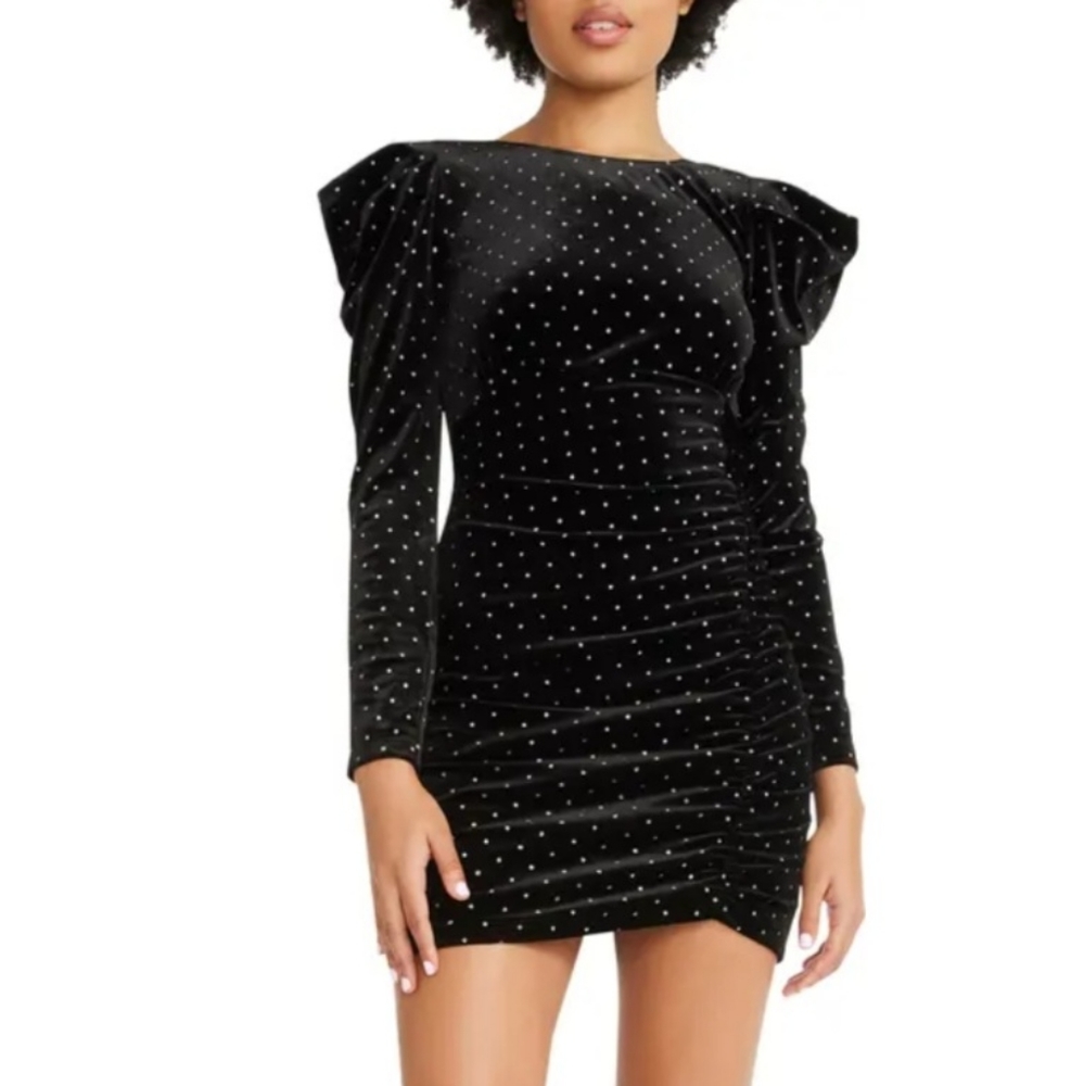 SOLD OUT!! BETSEY JOHNSON Metallic Dot Puff Sleeve Velvet Mini